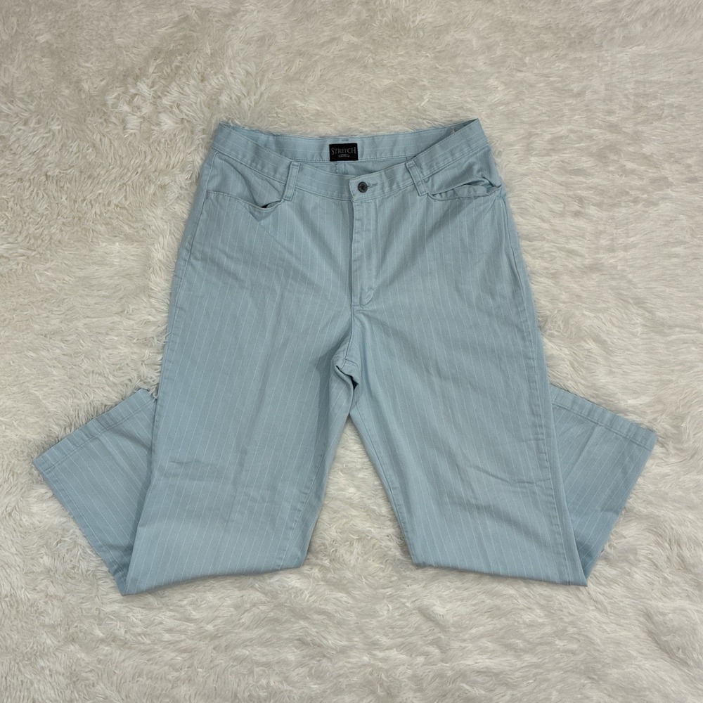 Vintage Stretch Rider light blue and white pinstripe women's Western jeans